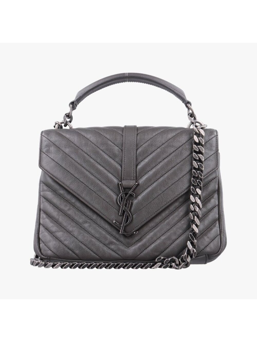 Saint Laurent Carre Gray Leather Shoulder Bag